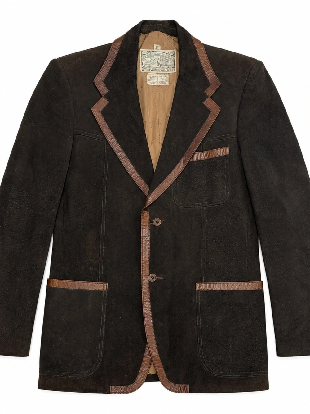 Vintage 70s The Hardware Clothing Co England Brown Suede Leather Western Jacket